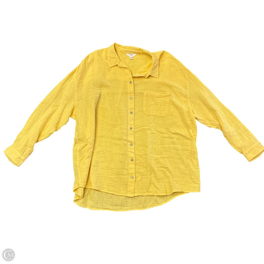 Top Long Sleeve By Time And Tru In Yellow, Size: 1x