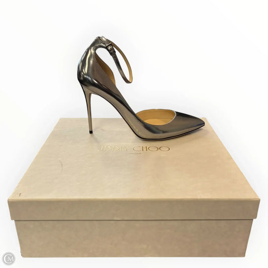 Shoes Luxury Designer By Jimmy Choo In Silver, Size: 8.5