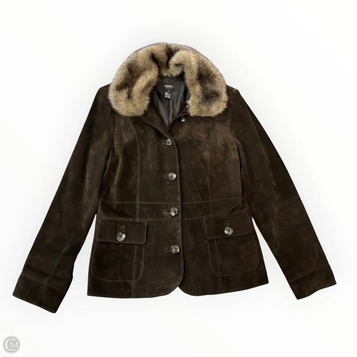 Coat Leather By Alfani In Brown, Size: M