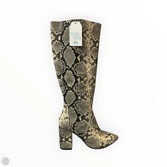 Boots Knee Heels By Time And Tru In Snakeskin Print, Size: 7.5