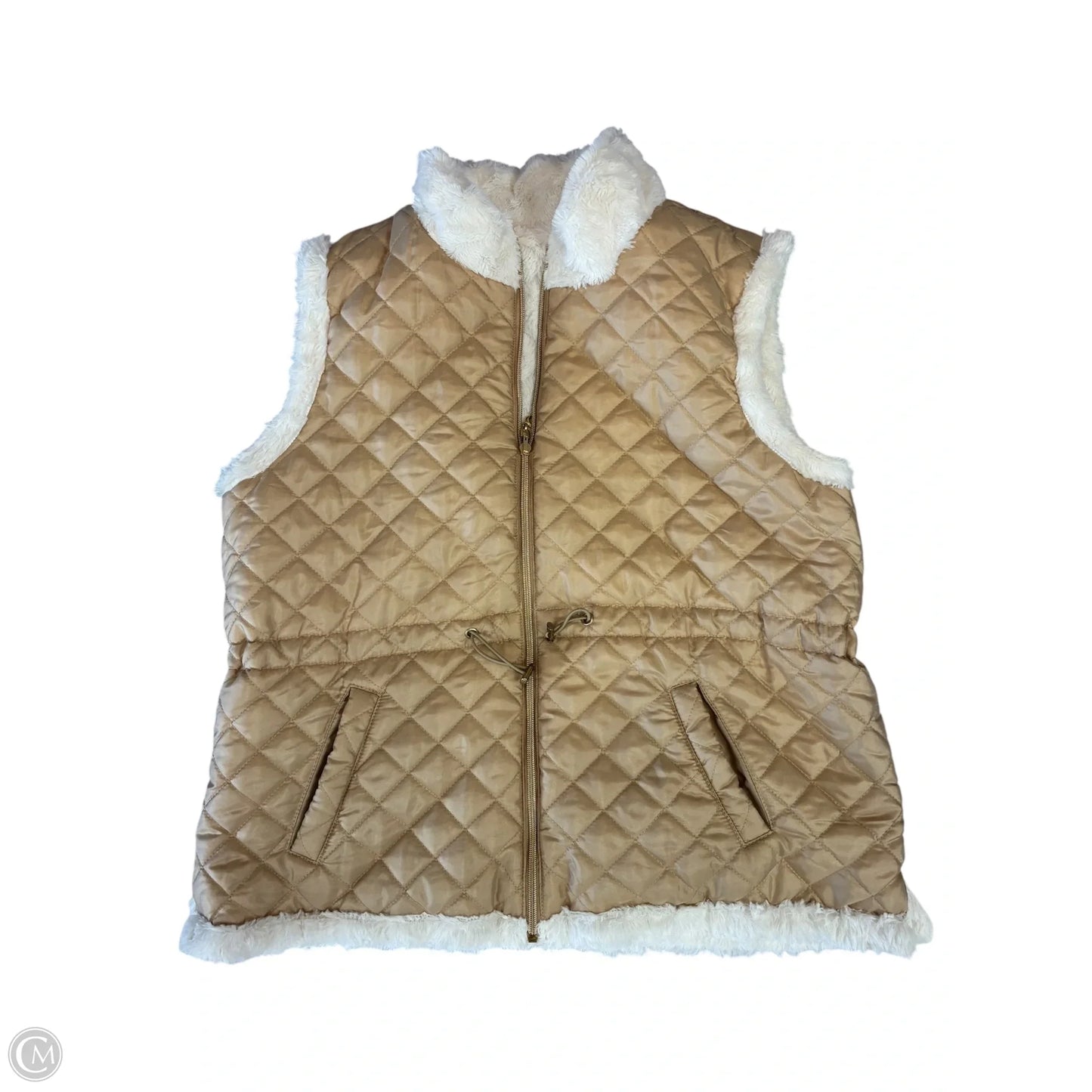 Vest Faux Fur & Sherpa By Clothes Mentor In Tan & White, Size: Xl