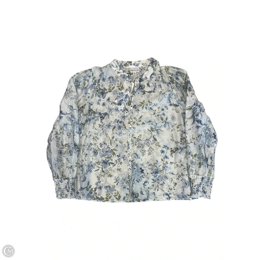 Blouse Long Sleeve By Bailey 44 In Blue & White, Size: Xl