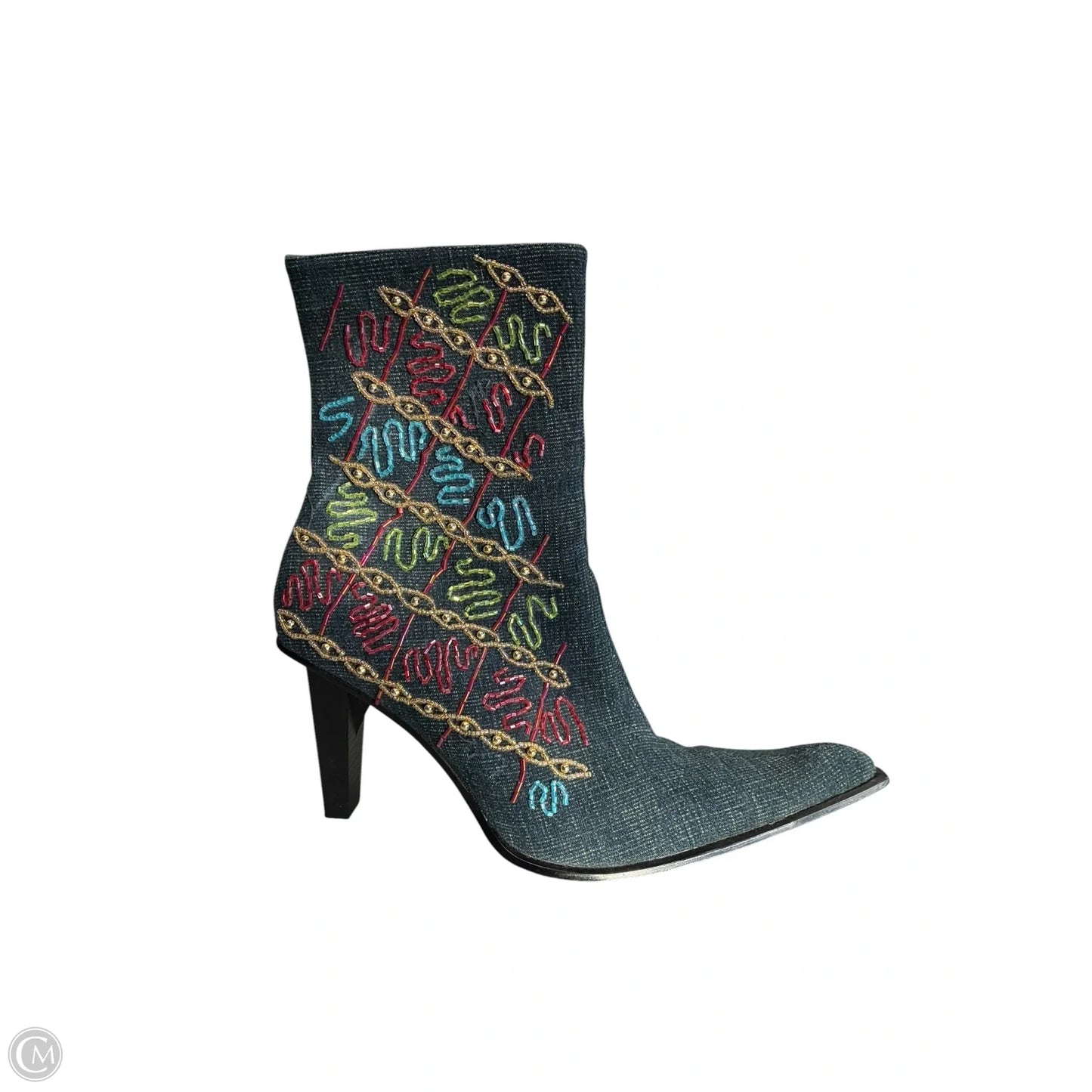 Boots Ankle Heels By Clothes Mentor In Blue Denim, Size: 8.5