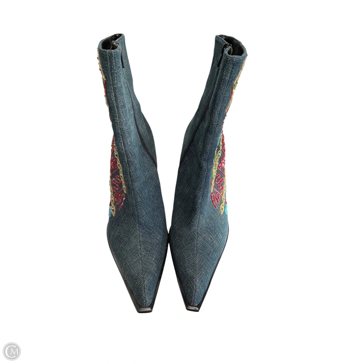 Boots Ankle Heels By Clothes Mentor In Blue Denim, Size: 8.5