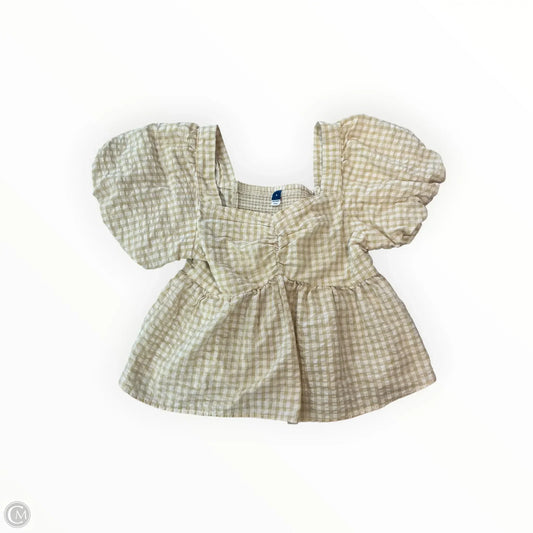 Top Short Sleeve By Old Navy In Tan & White, Size: M