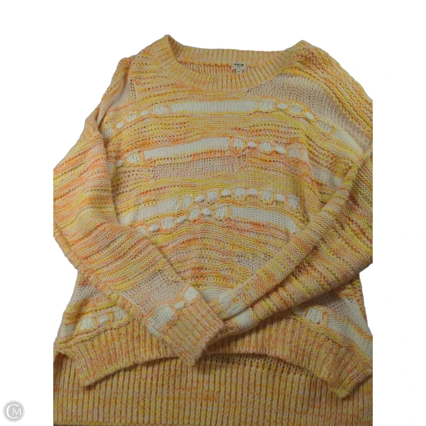 Sweater By Clothes Mentor In Orange & White, Size: S