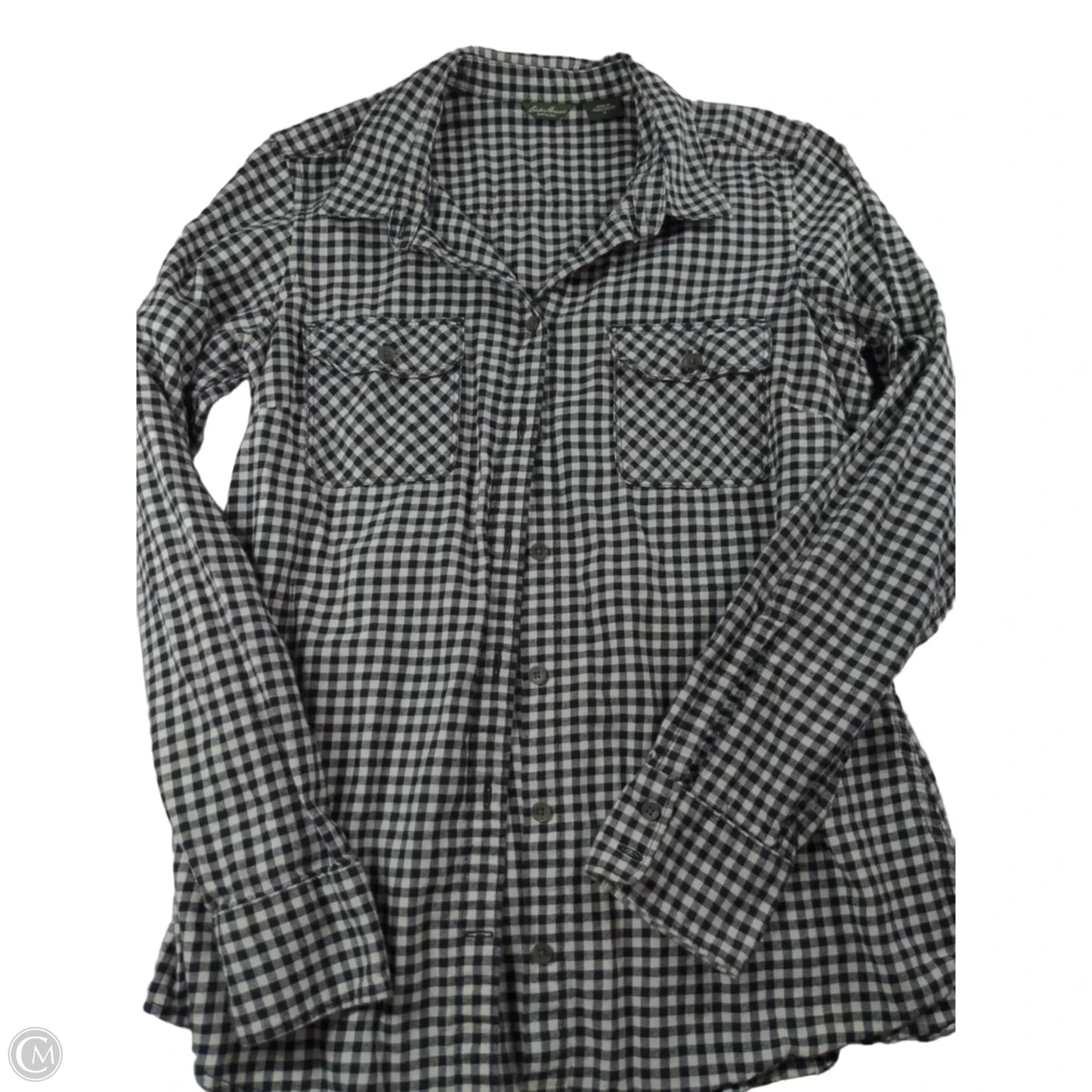 Top Long Sleeve By Eddie Bauer In Plaid Pattern, Size: M