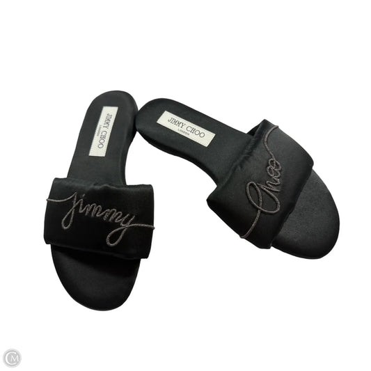 Slippers Luxury Designer By Jimmy Choo In Black, Size: 6.5