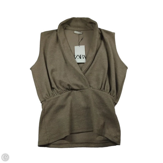 Top Sleeveless By Zara In Brown, Size: M