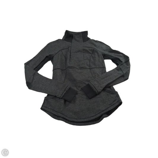 Athletic Top Long Sleeve Collar By Lululemon In Black & Grey, Size: 6