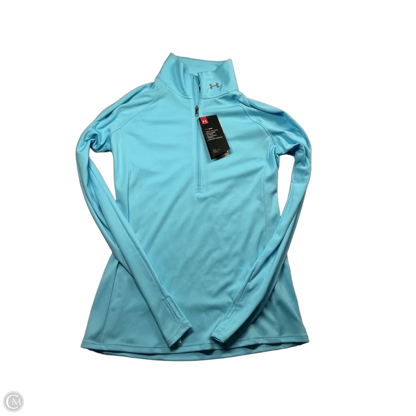 Athletic Top Long Sleeve Collar By Under Armour In Blue, Size: S