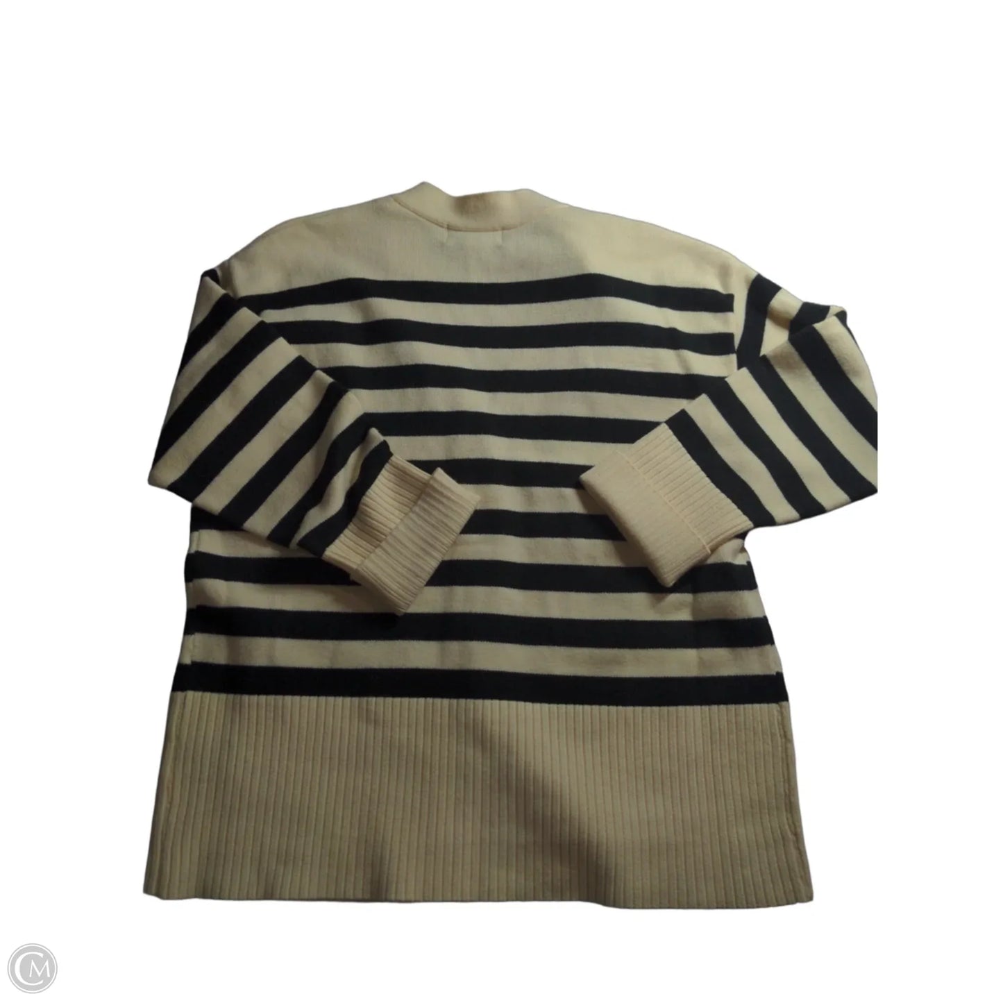 Sweater Cardigan By Magaschoni In Striped Pattern, Size: L