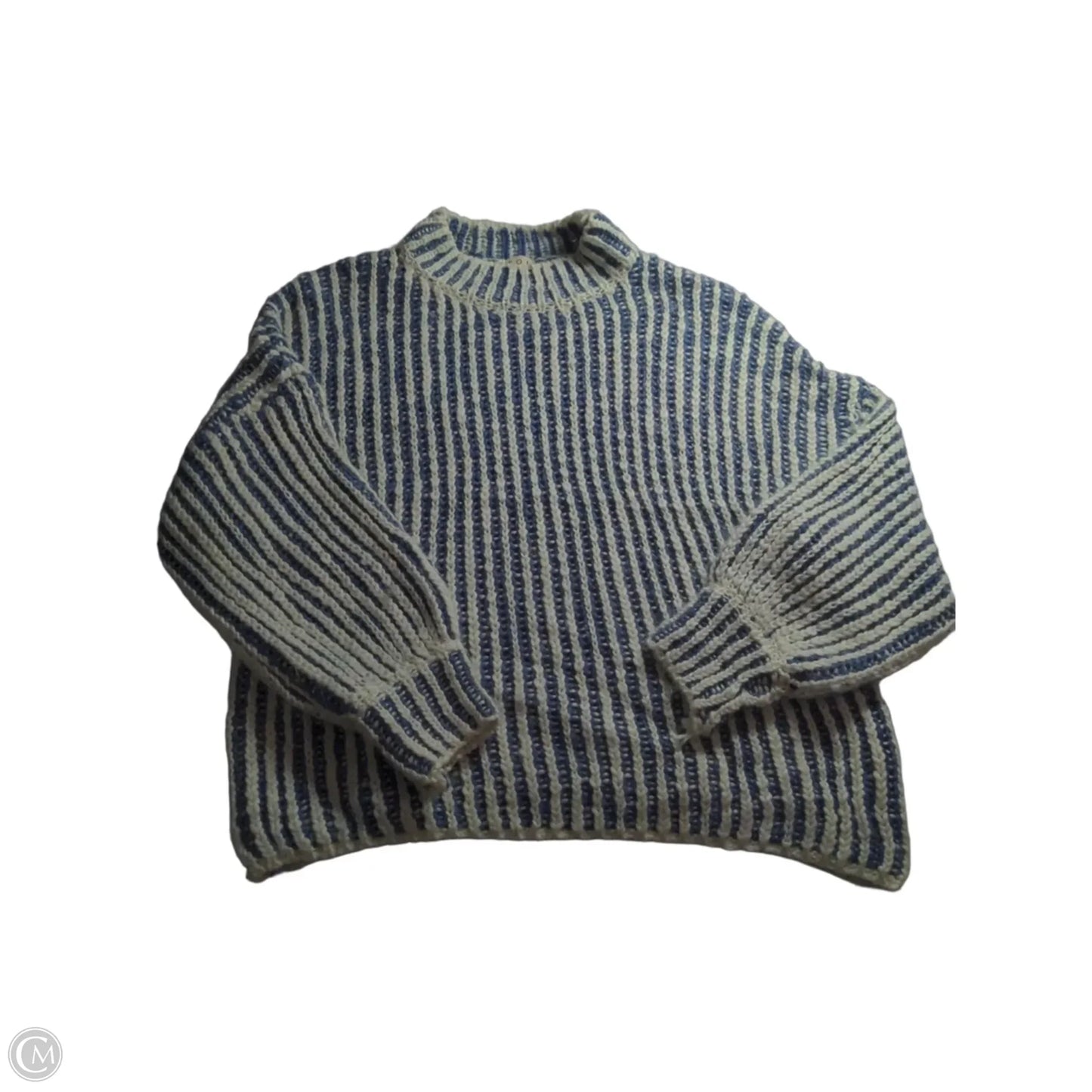 Sweatshirt Collar By Pol In Blue & White, Size: L
