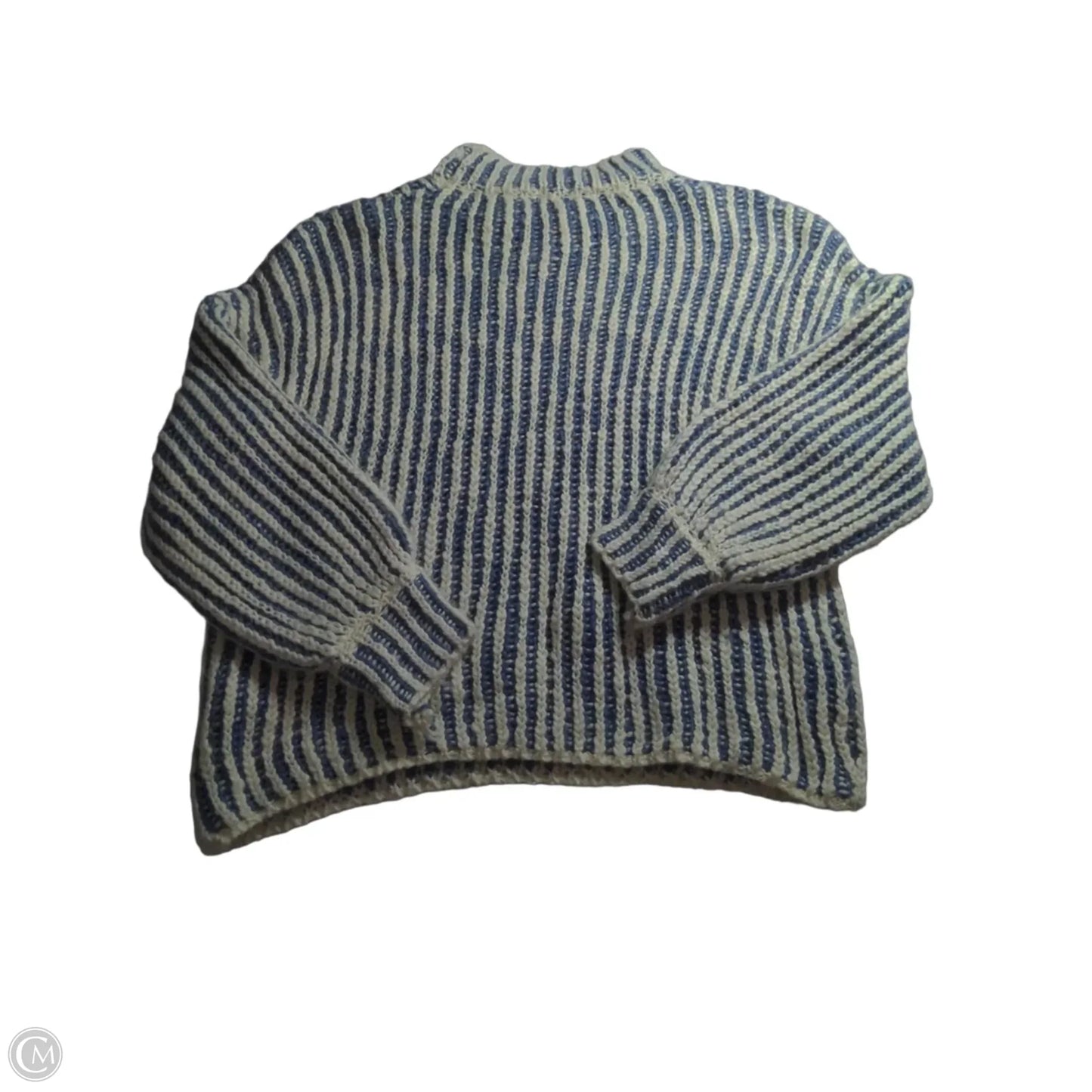 Sweatshirt Collar By Pol In Blue & White, Size: L
