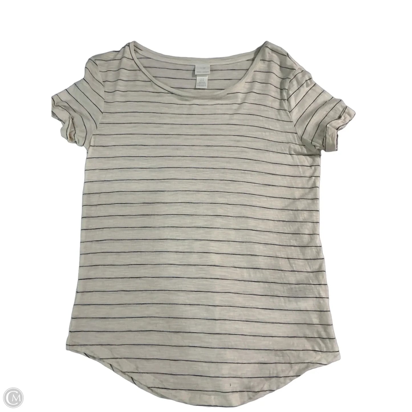 Top Short Sleeve Basic By H&m In Striped Pattern, Size: Xs