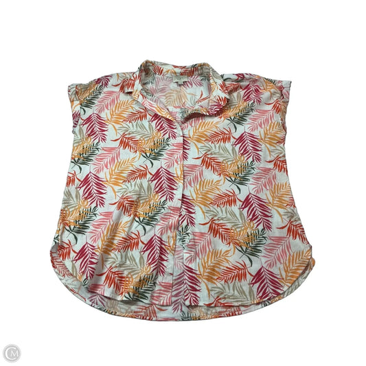 Top Short Sleeve By Loft In Tropical Print, Size: Xl