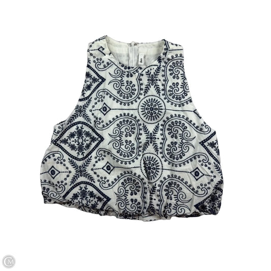 Top Sleeveless By Glam In Blue & White, Size: M