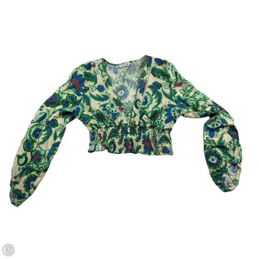 Blouse Long Sleeve By Zara In Multi-colored, Size: M