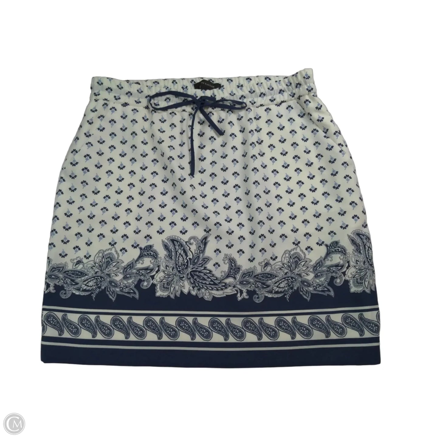 Skirt Midi By Ann Taylor In Blue & White, Size: S