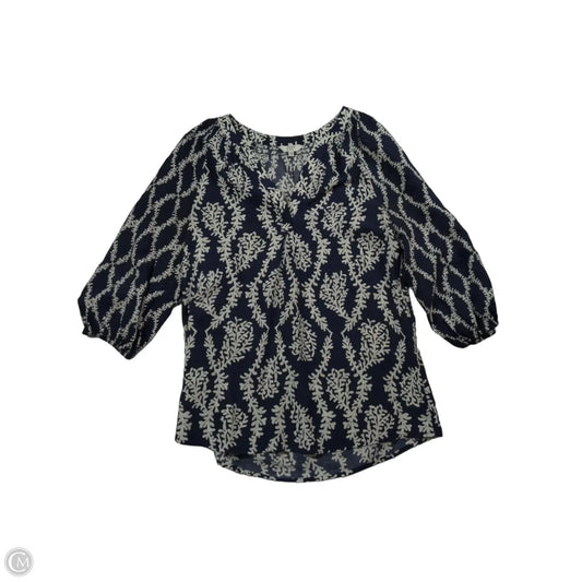 Top 3/4 Sleeve By Crown And Ivy In Blue & White, Size: Xs