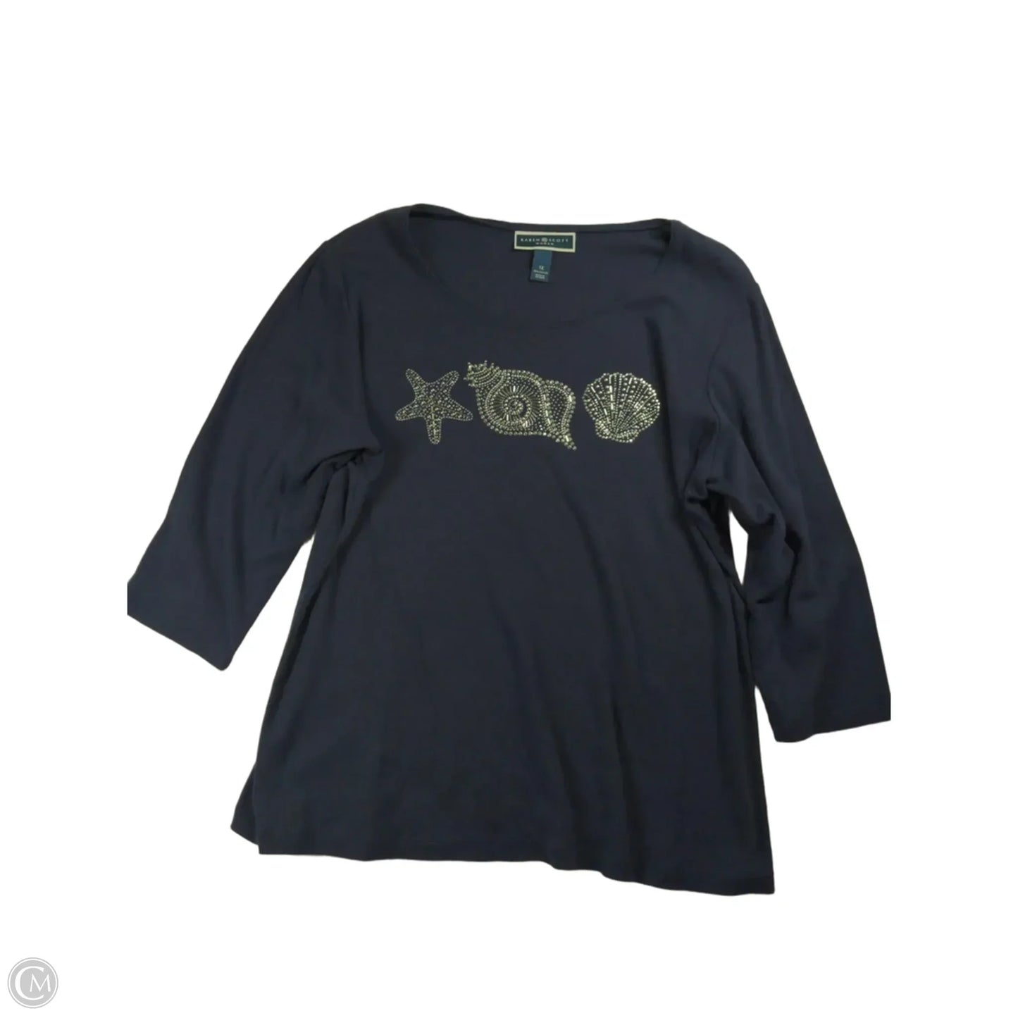 Top 3/4 Sleeve By Kendra Scott In Blue & White, Size: 1x