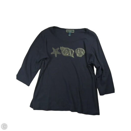 Top 3/4 Sleeve By Kendra Scott In Blue & White, Size: 1x