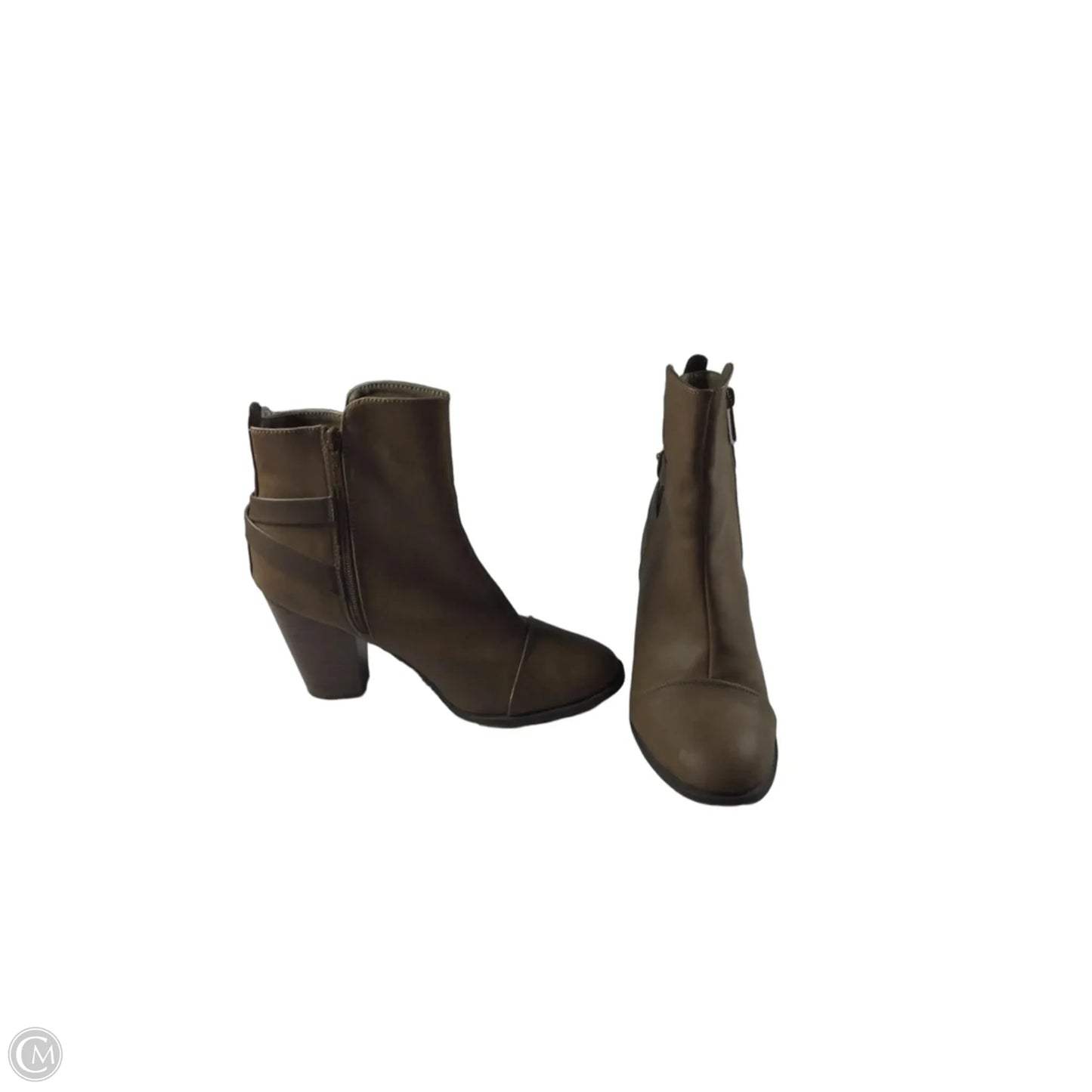 Boots Ankle Heels By Breckelles In Brown, Size: 10