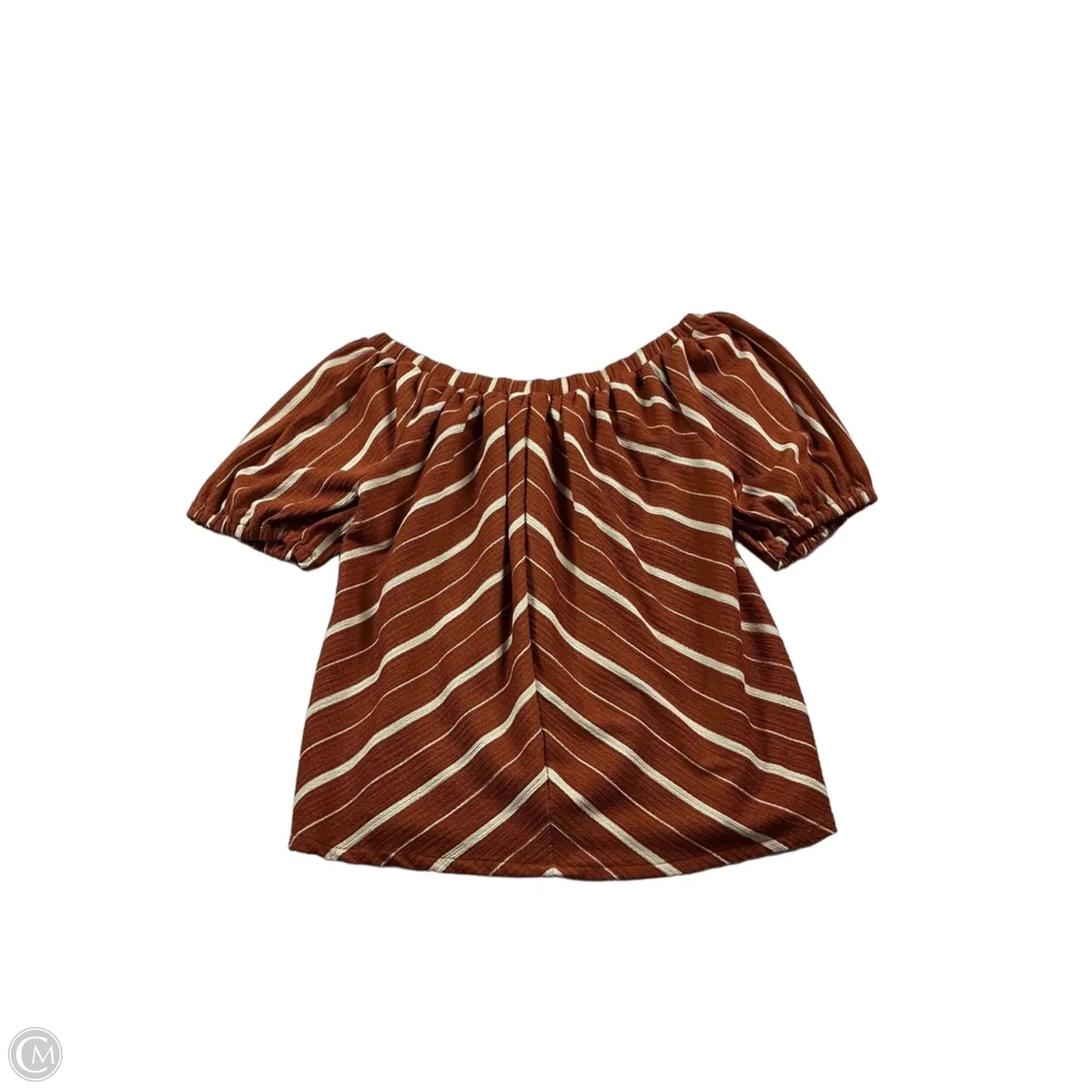 Top Short Sleeve By Anthropologie In Orange & White, Size: Xs