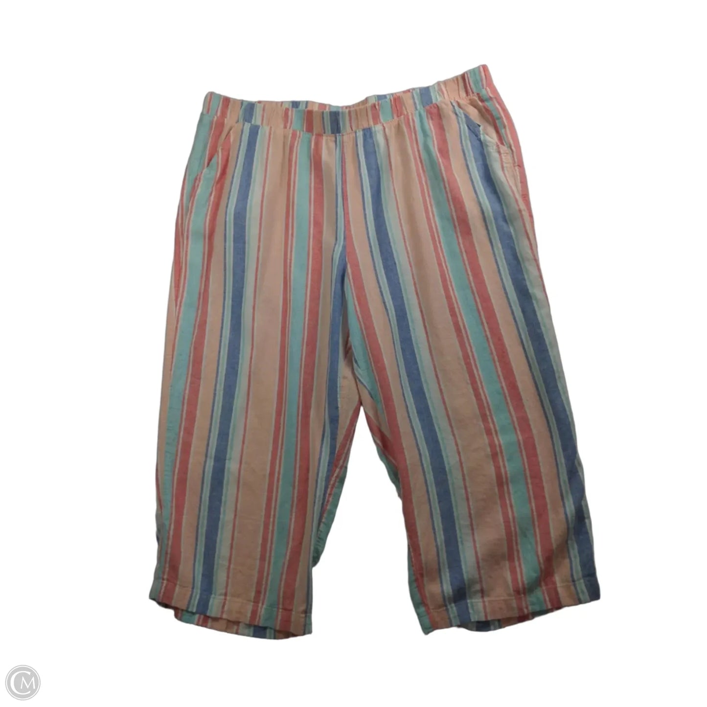 Pants Cropped By Croft And Barrow In Striped Pattern, Size: 18