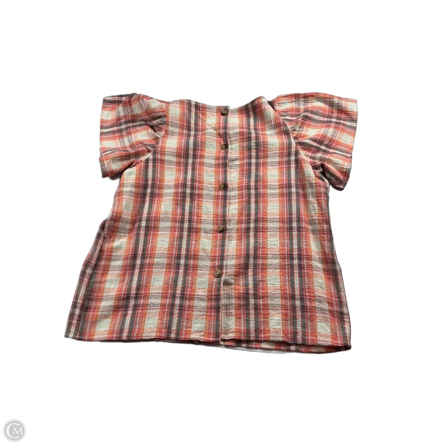 Blouse Short Sleeve By Loft In Orange & White, Size: Xs