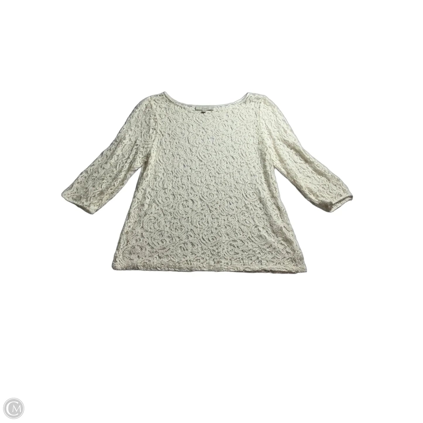Top 3/4 Sleeve By Loft In Cream, Size: Xl