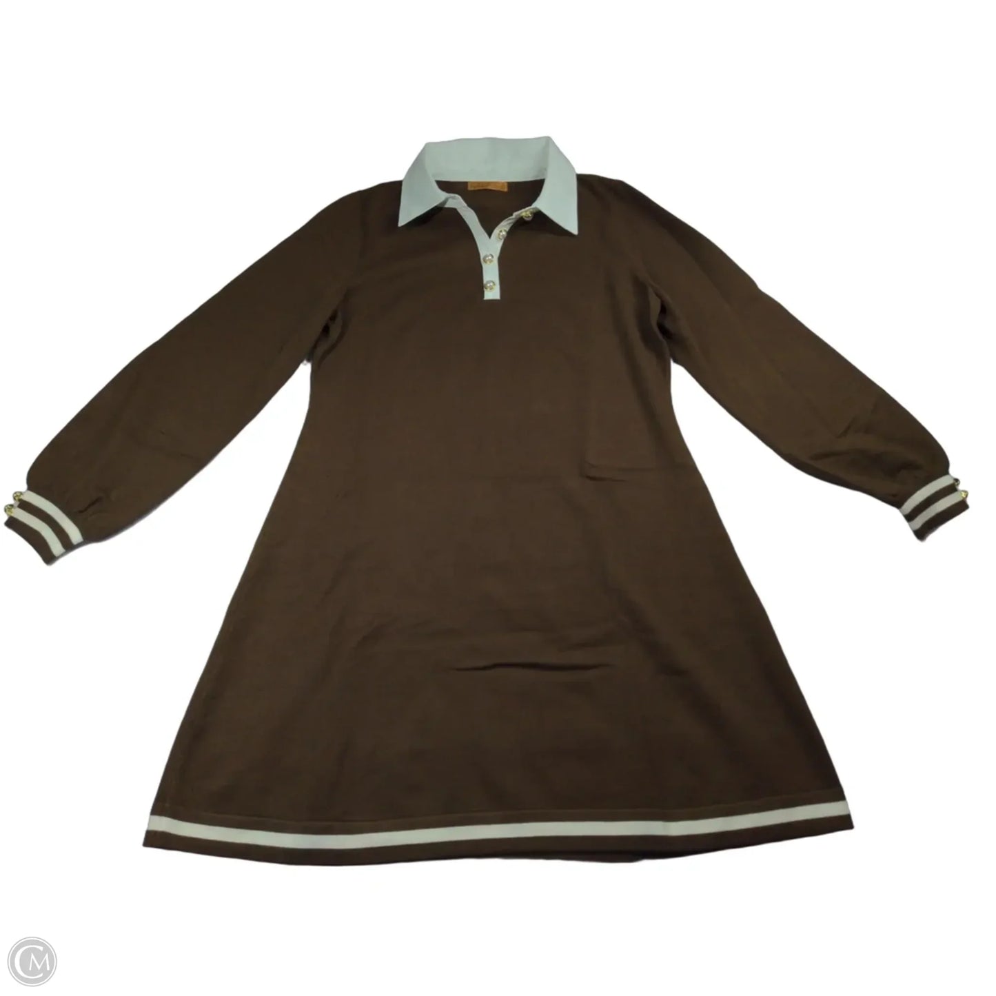 Dress Sweater By Bellini In Brown & White, Size: L