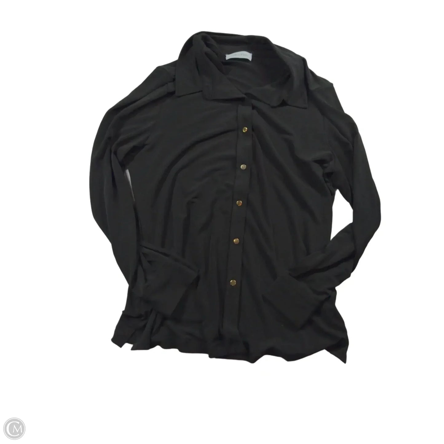 Top 3/4 Sleeve By Calvin Klein In Black & Gold, Size: M
