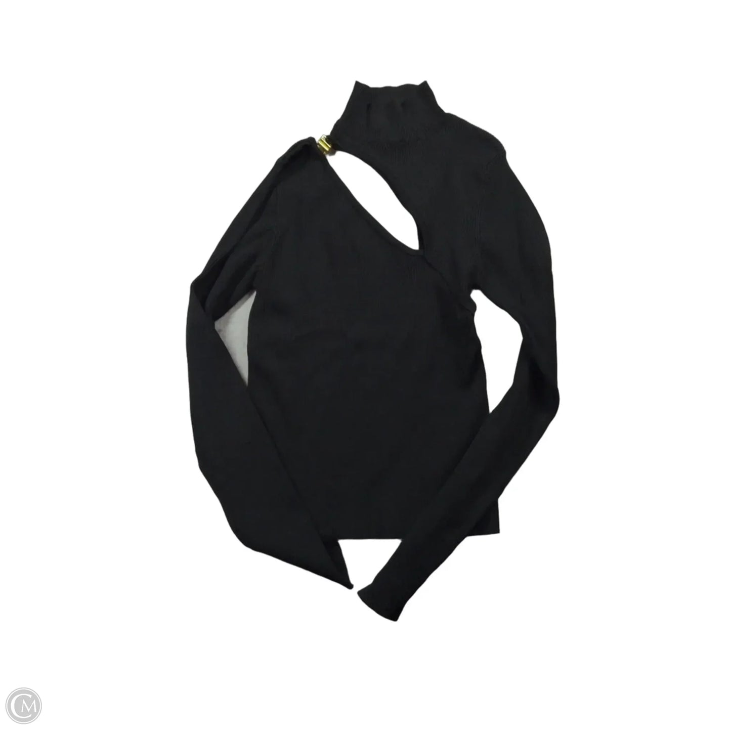 Top 3/4 Sleeve By Zara In Black & Gold, Size: M