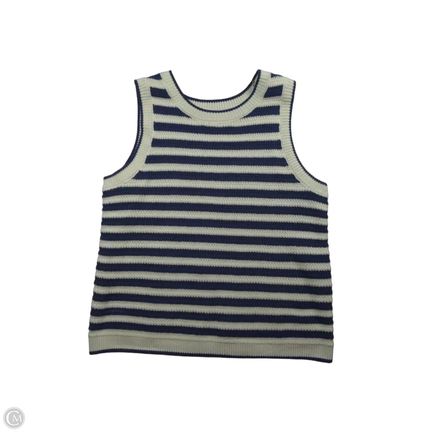 Sweater Cardigan By Nine West In Blue & White, Size: L