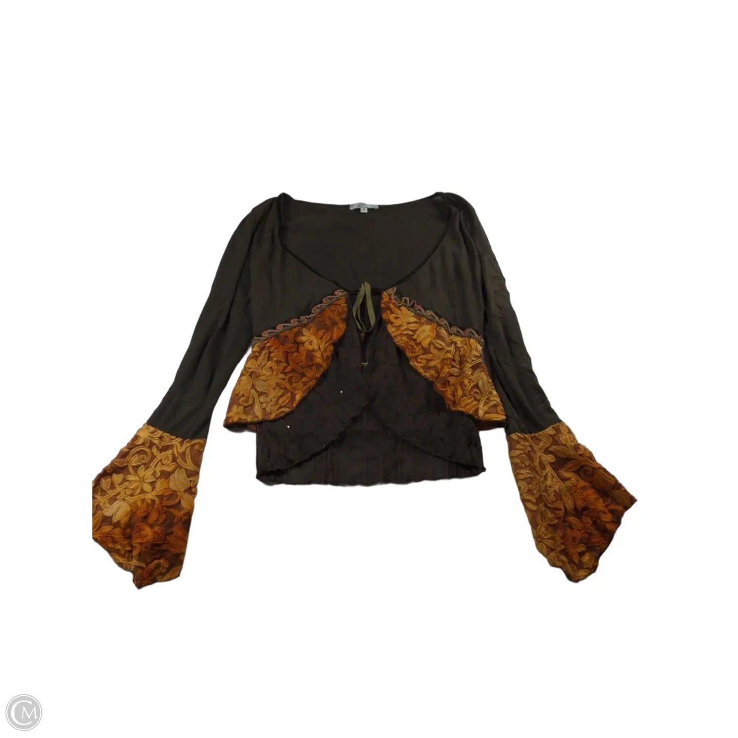 Top 3/4 Sleeve By Moa Moa In Brown & Orange, Size: M