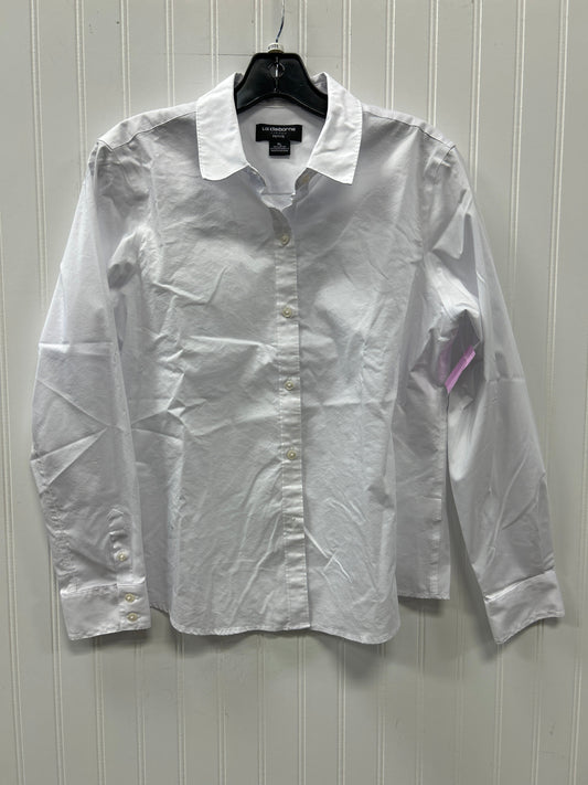 Blouse Ls By Liz Claiborne In White, Size:Lp
