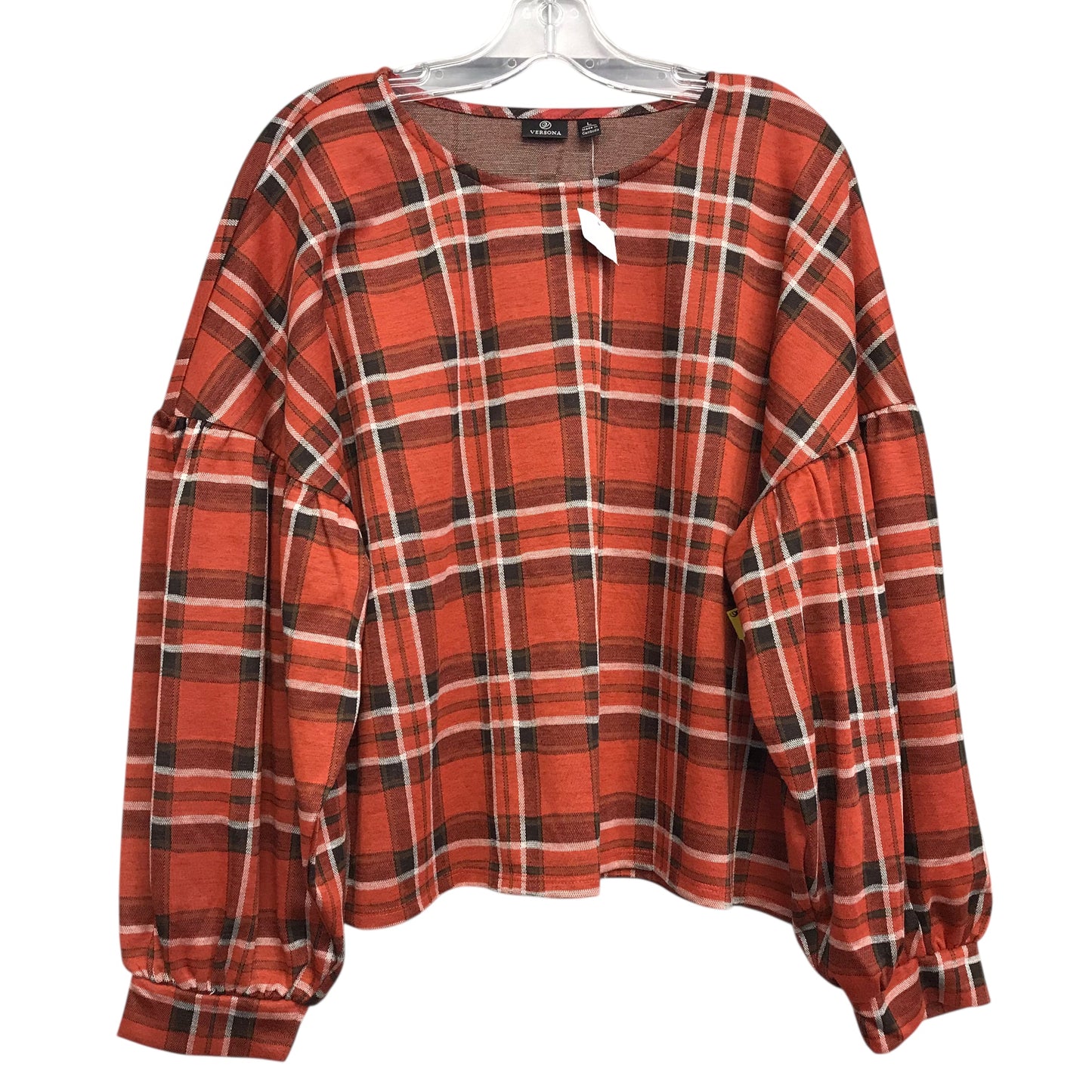 Top Ls By Versona In Plaid Pattern, Size:L