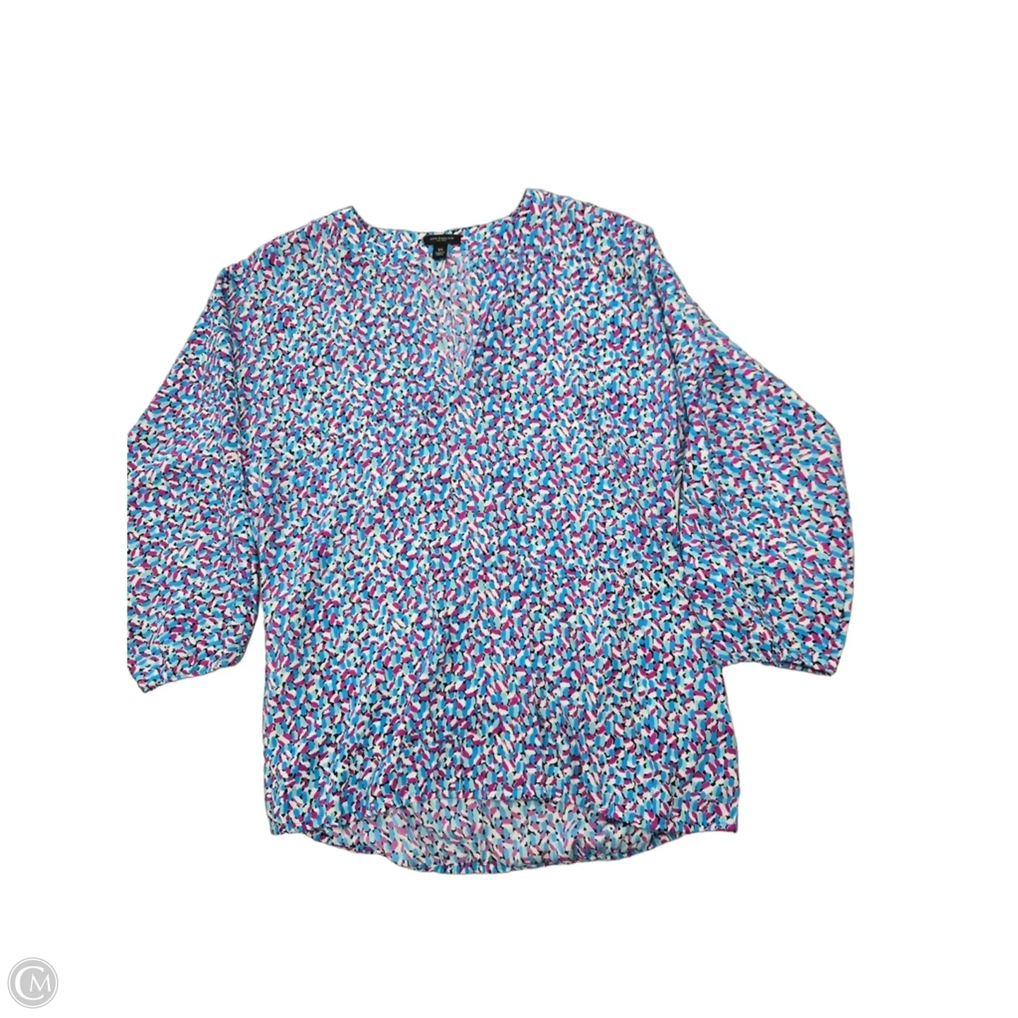 Blouse Long Sleeve By Ann Taylor In Blue & Purple, Size: Xs