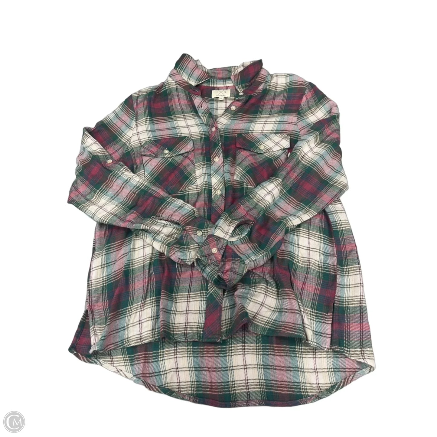 Top Long Sleeve By Thread And Supply In Plaid Pattern, Size: 1x