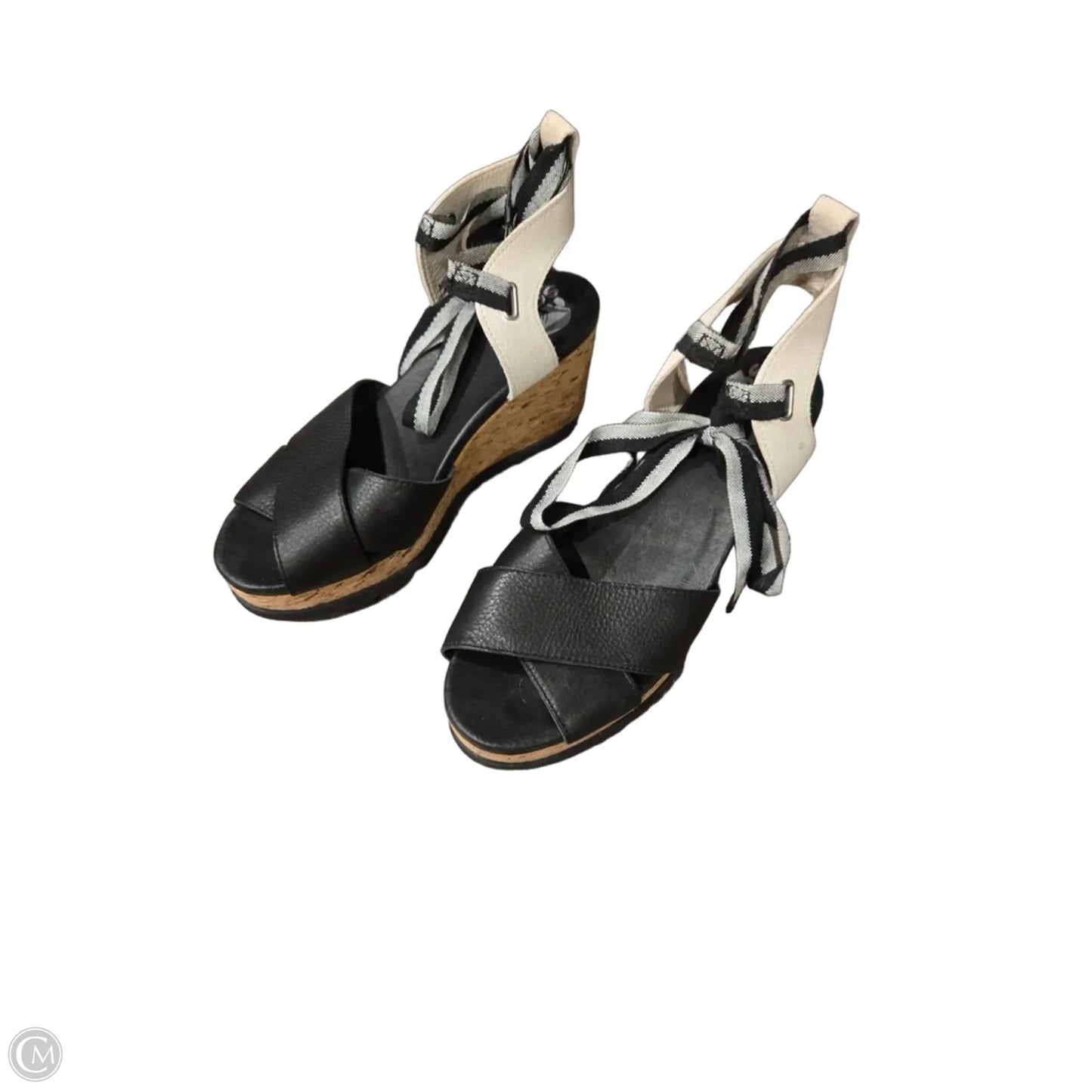 Sandals Heels Platform By Sorel In Black & White, Size: 9
