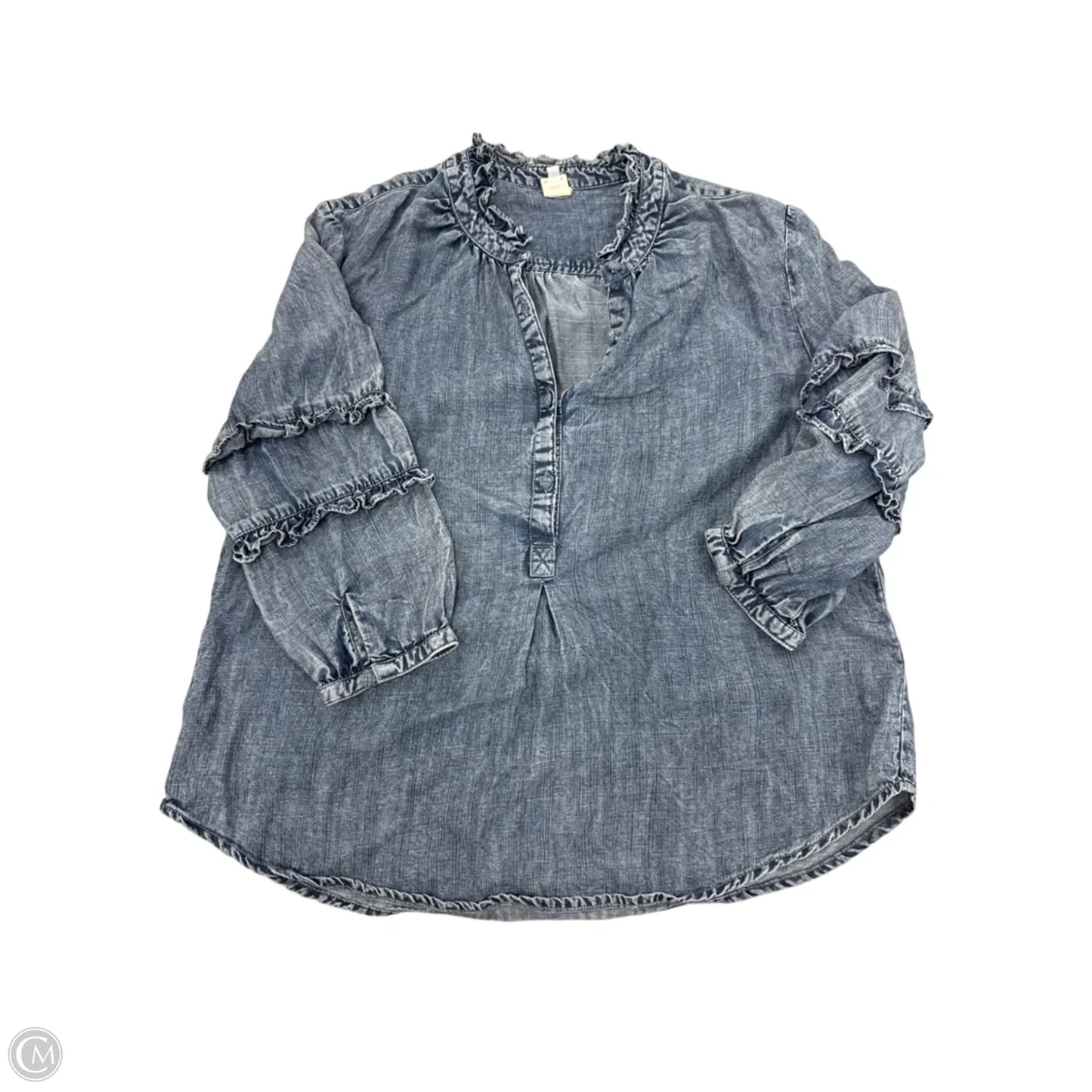 Top Long Sleeve By Ivy Jane In Blue Denim, Size: Xs