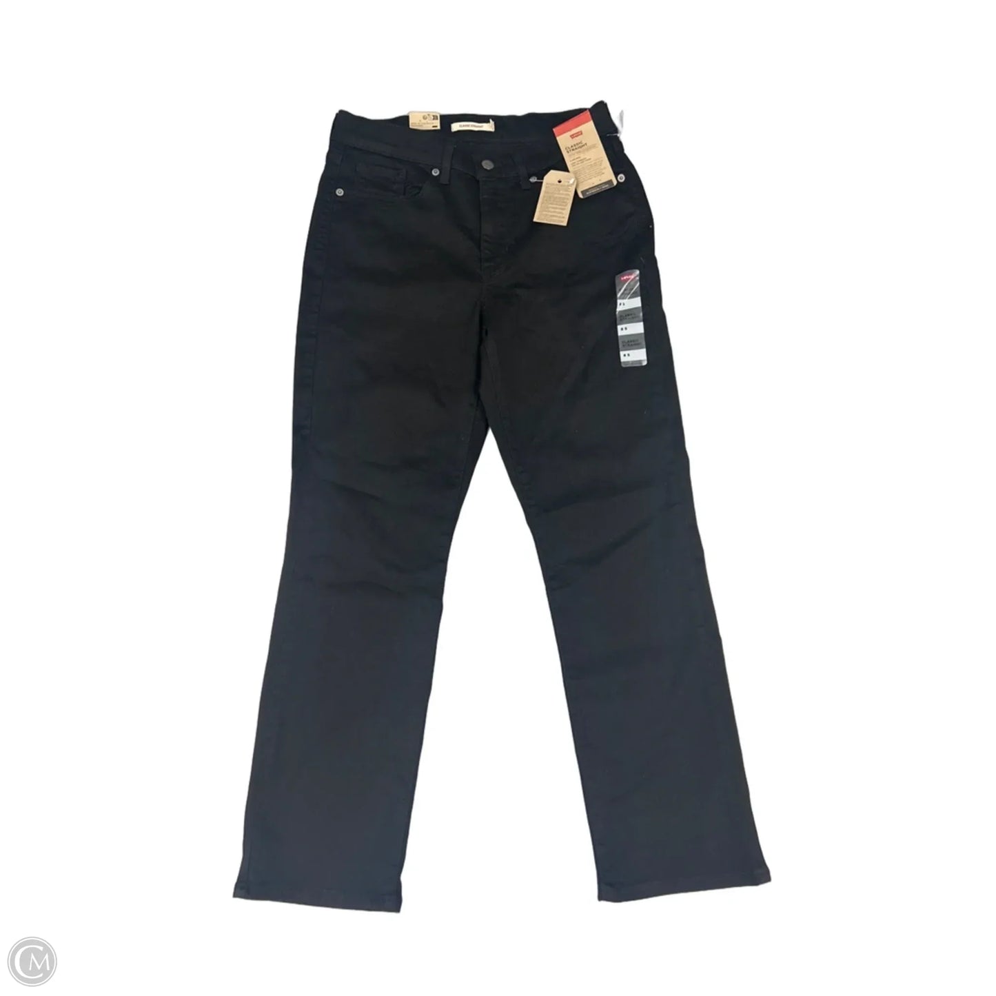 Jeans Straight By Levis In Black Denim, Size: 8