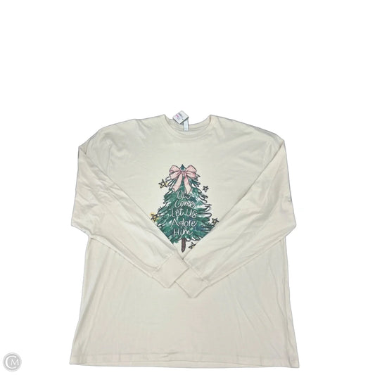 Top Long Sleeve By Cme In Cream, Size: 2x