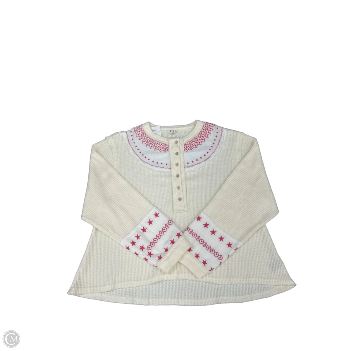 Top Long Sleeve By Pol In Cream, Size: S