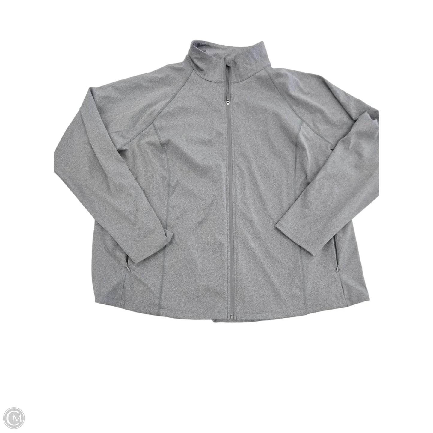 Athletic Top Long Sleeve Collar By Tek Gear In Grey, Size: 3x