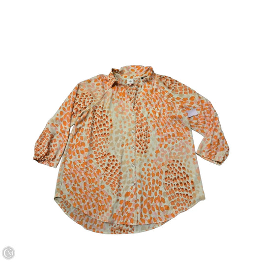 Top Long Sleeve By Cabi In Orange & Pink, Size: M