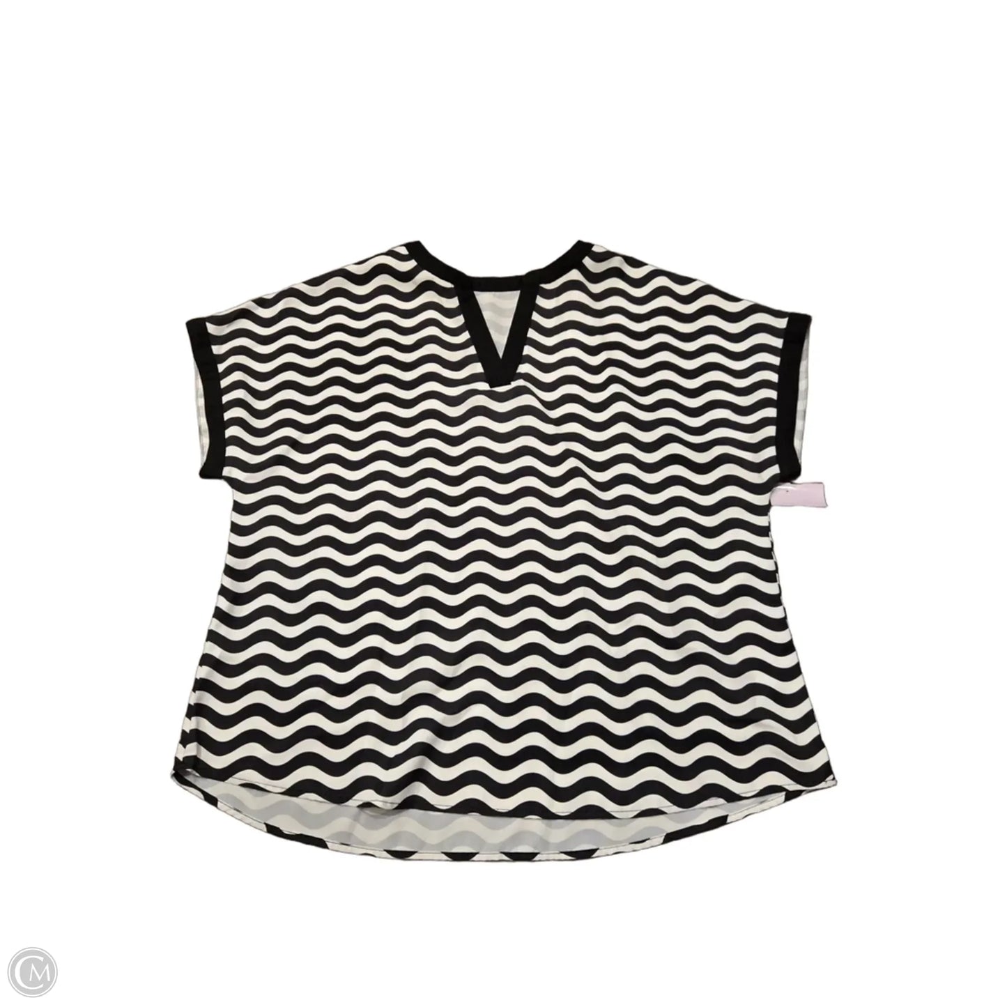 Top Short Sleeve Basic By Cmf In Black & White, Size: 2x