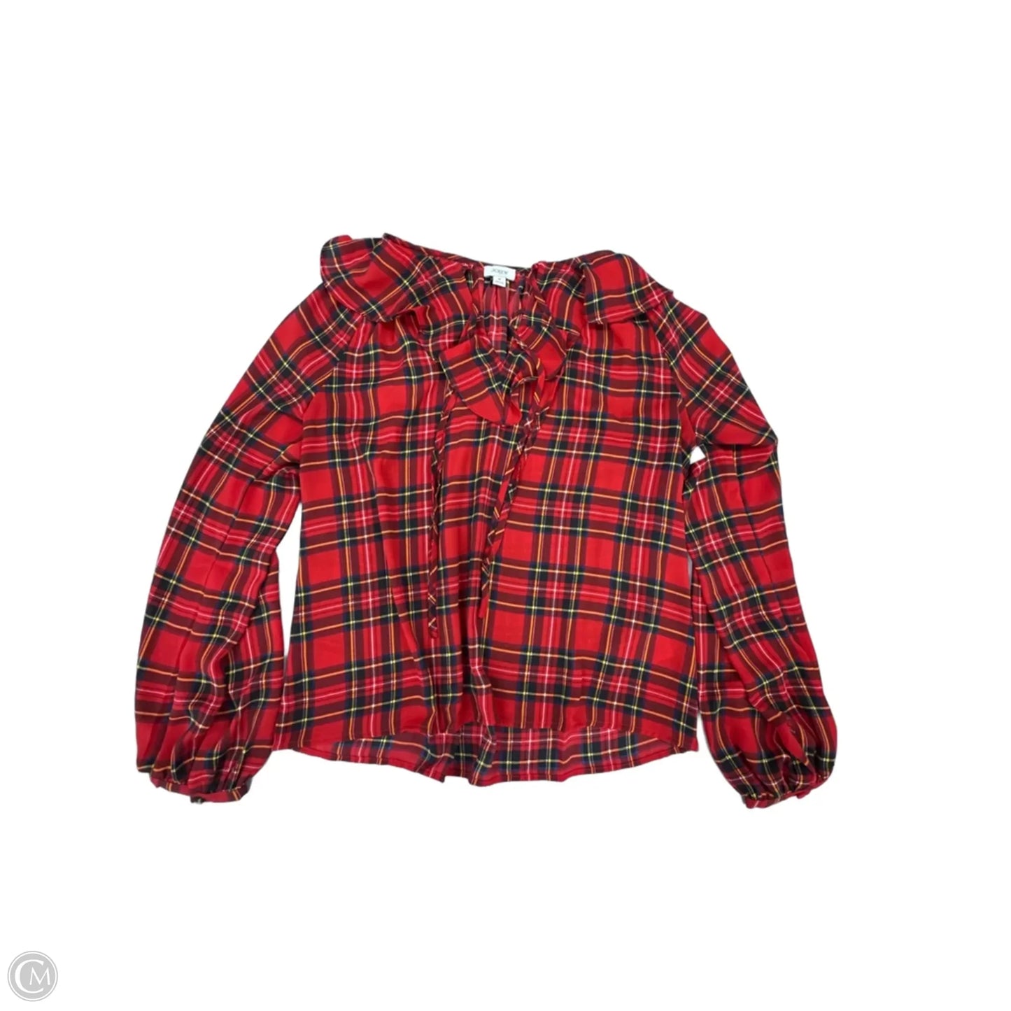 Top Long Sleeve By J. Crew In Plaid Pattern, Size: M