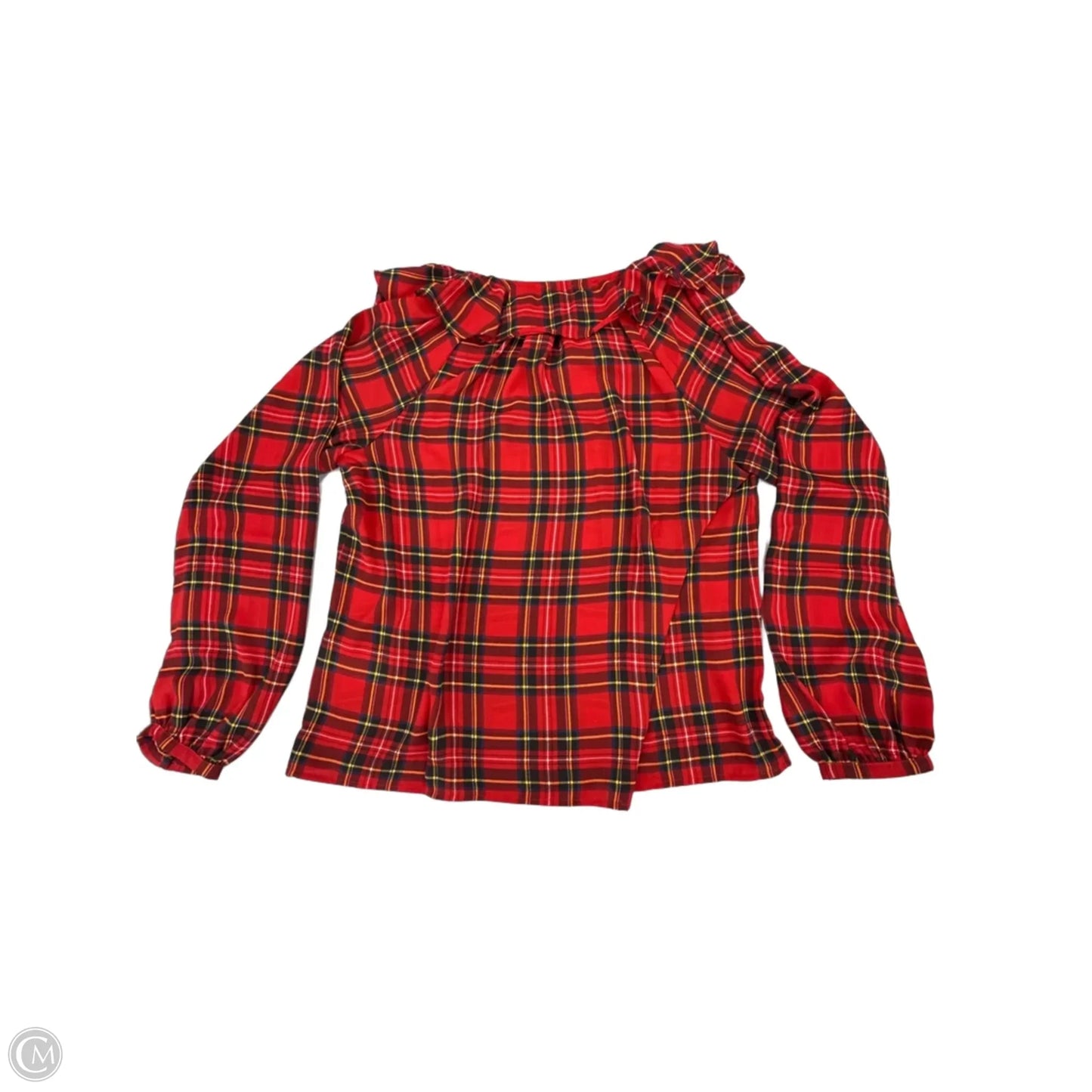 Top Long Sleeve By J. Crew In Plaid Pattern, Size: M
